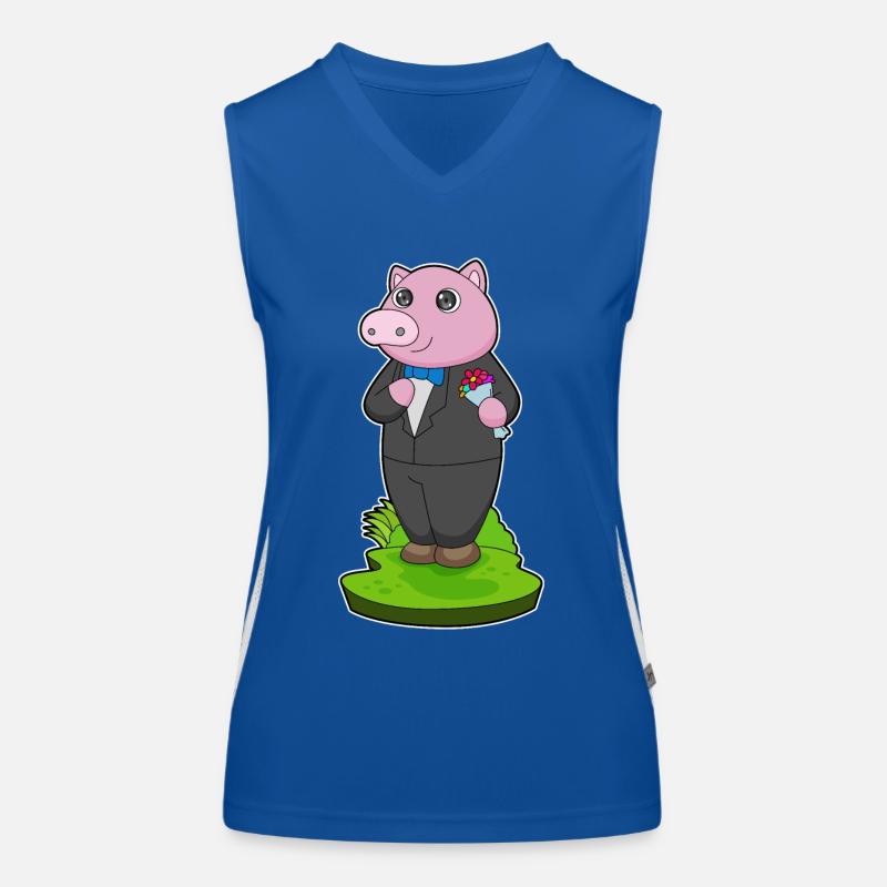 Schwein Bräutigam Sakko Hochzeit Funktionelles Kontrast-Tank Top für Frauen