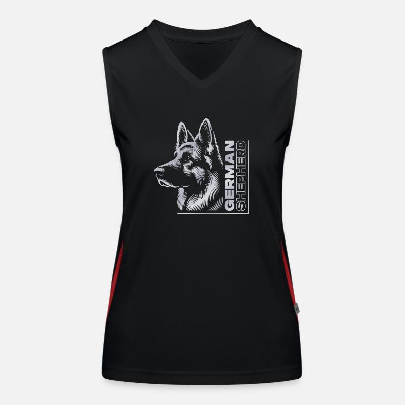 german Shepherd Zeichnung Kopf Portrait silber Funktionelles Kontrast-Tank Top für Frauen