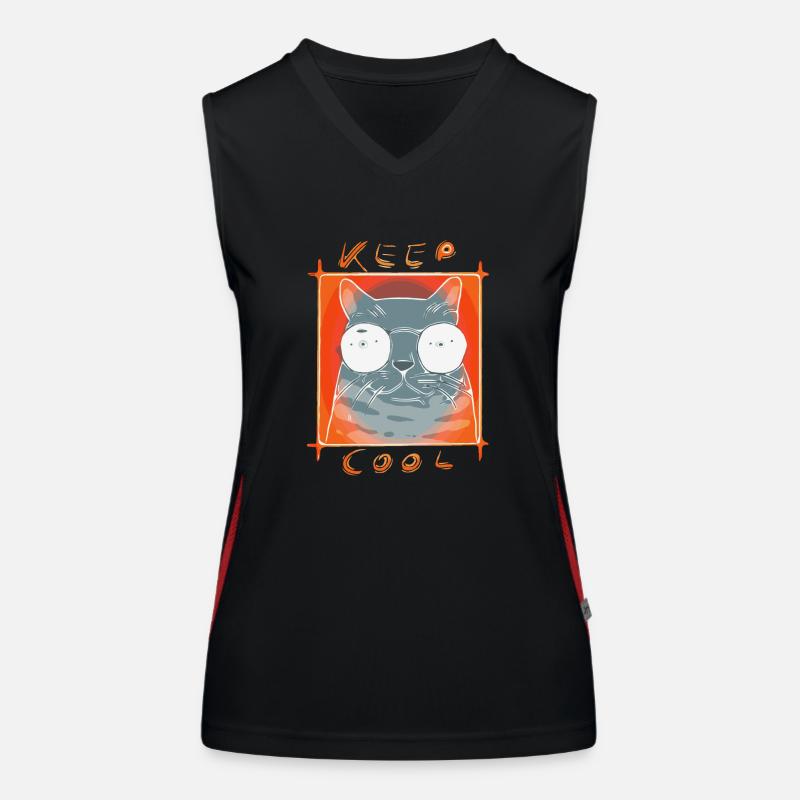 Cool Cat 1 - Women's Functional Contrast Tank Top - black/red