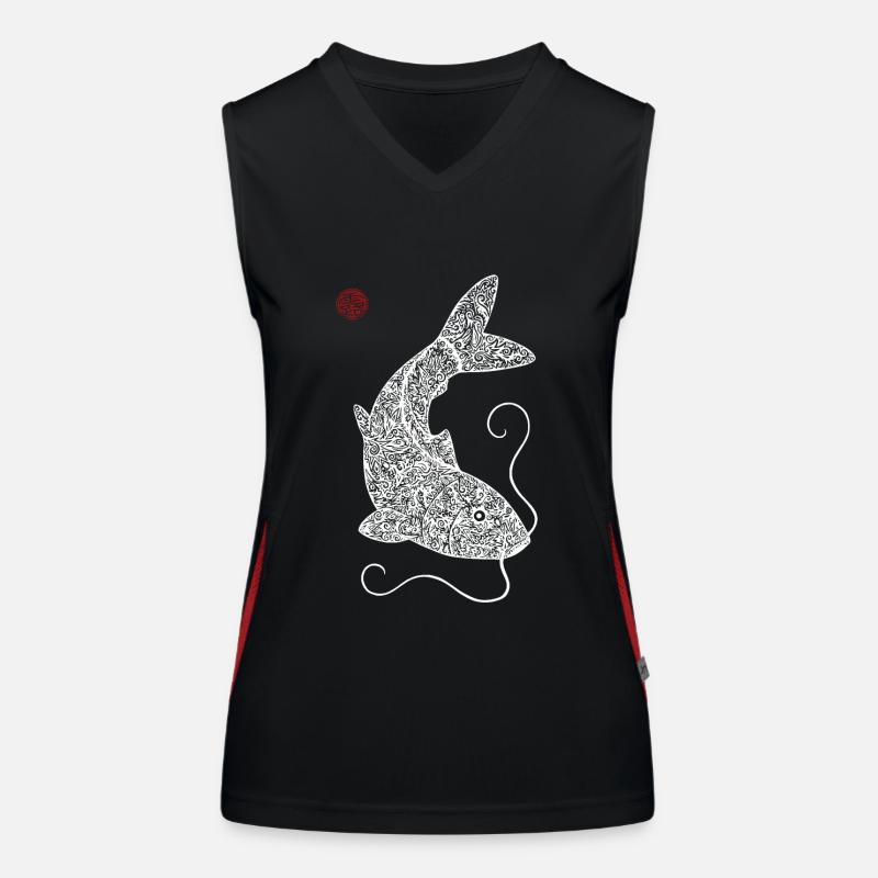 Koi Karpfen Muster weiß Funktionelles Kontrast-Tank Top für Frauen