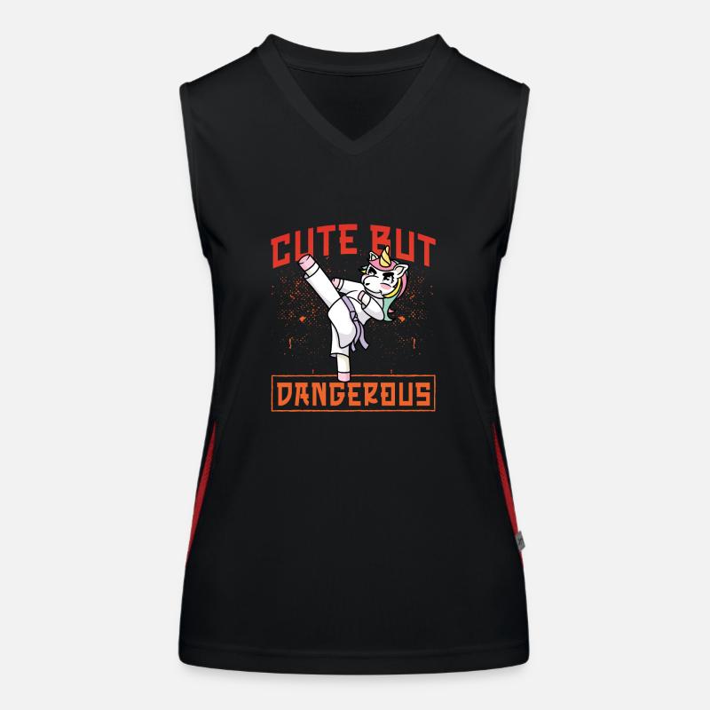 Karate Einhorn Funktionelles Kontrast-Tank Top für Frauen