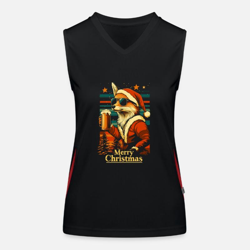 Weihnachten Bier Fuchs Funktionelles Kontrast-Tank Top für Frauen