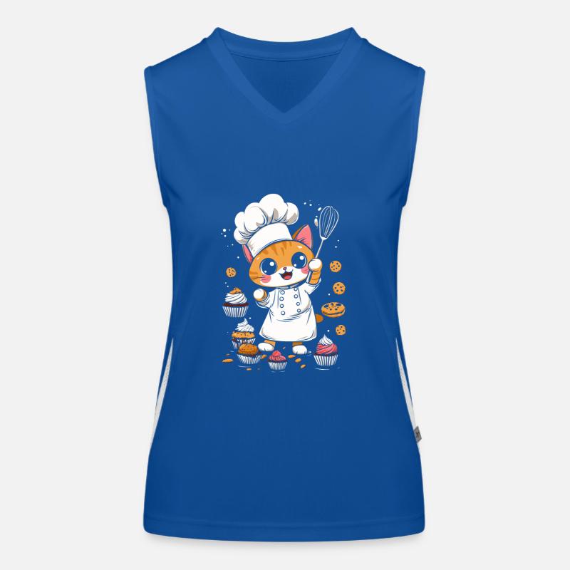 Cute Cat Baker Cake Pastry Chef Women's Functional Contrast Tank Top