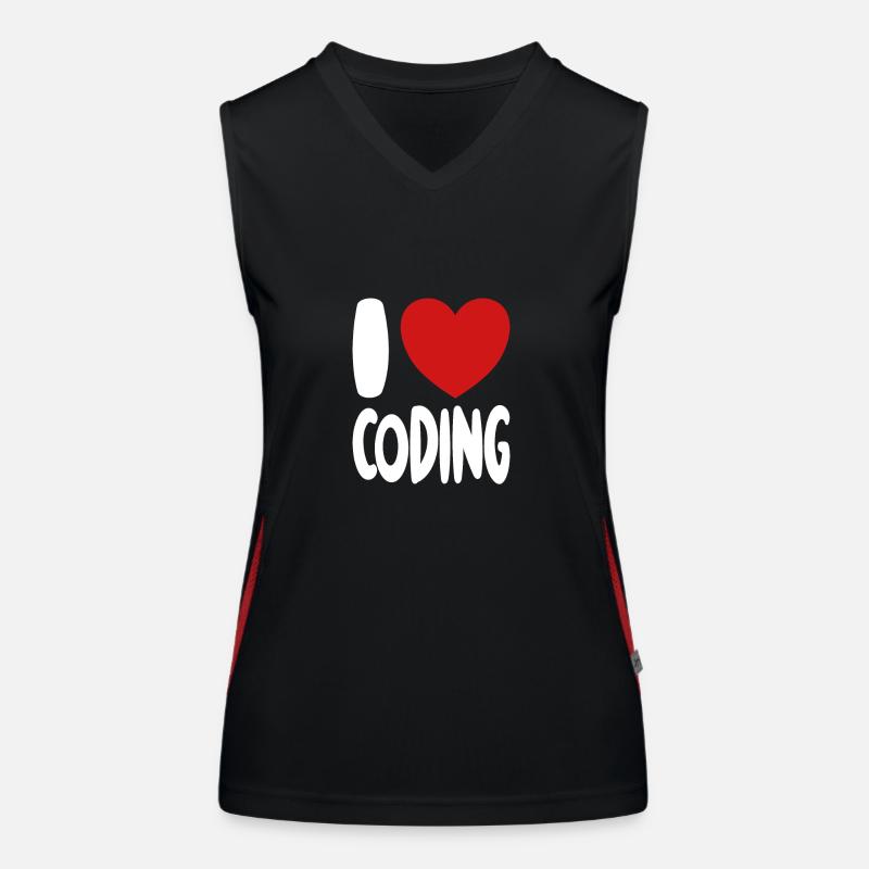 I Love Coding - Programmierer T-Shirt Funktionelles Kontrast-Tank Top für Frauen