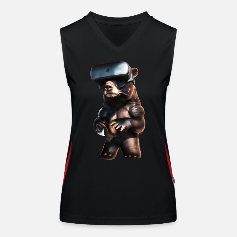 Bär mit Virtual Reality Headset Funktionelles Kontrast-Tank Top für Frauen