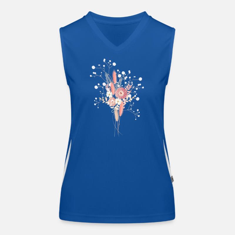 Bouquet de fleurs séchées avec illustration de l’haleine de bébé Débardeur respirant contrasté Femme