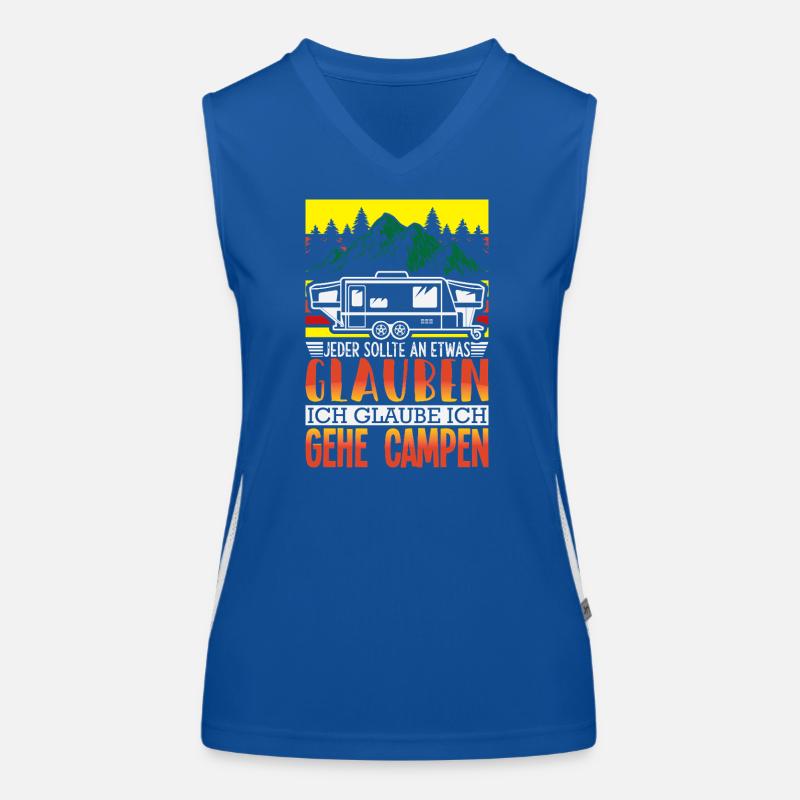 Camper Camping Wohnwagen Spruch Funktionelles Kontrast-Tank Top für Frauen