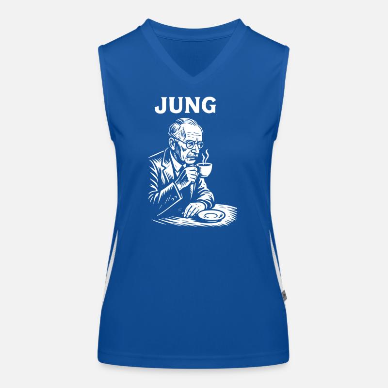 Carl Gustav Jung drinking a coffee Women's Functional Contrast Tank Top