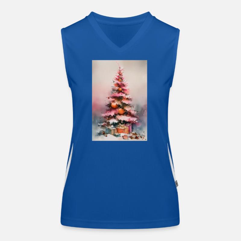 Arbre de Noël pastel aquarelle Débardeur respirant contrasté Femme