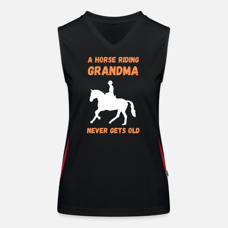 Eine reitende Großmutter Funktionelles Kontrast-Tank Top für Frauen