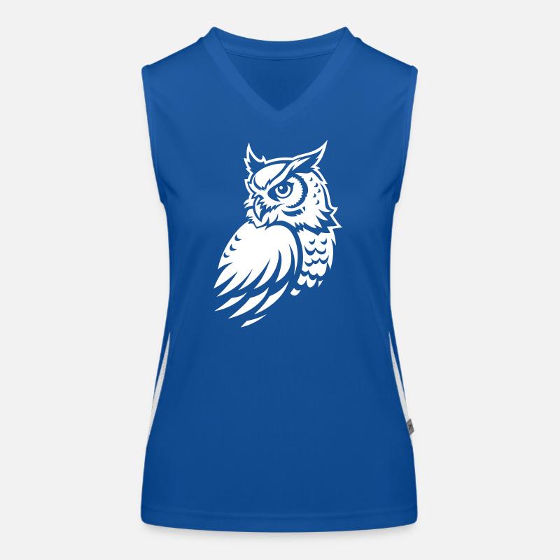 Wachsame Eule – Tattoo Silhouette Funktionelles Kontrast-Tank Top für Frauen