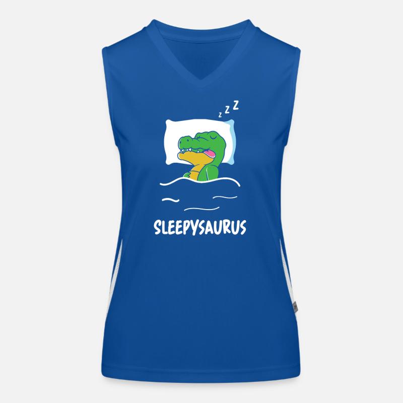 Sleepysaurus Dino Sleeping Funny Saying Dinosaur Sow Women's Functional Contrast Tank Top