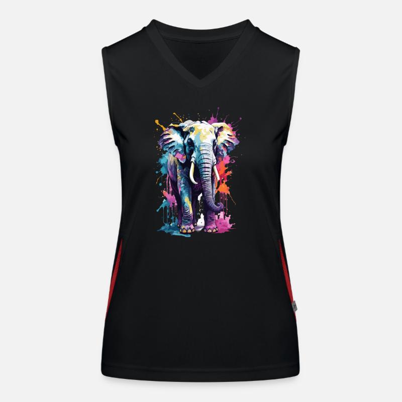 Elefant Coole Farbexplosion in der Savanne Funktionelles Kontrast-Tank Top für Frauen