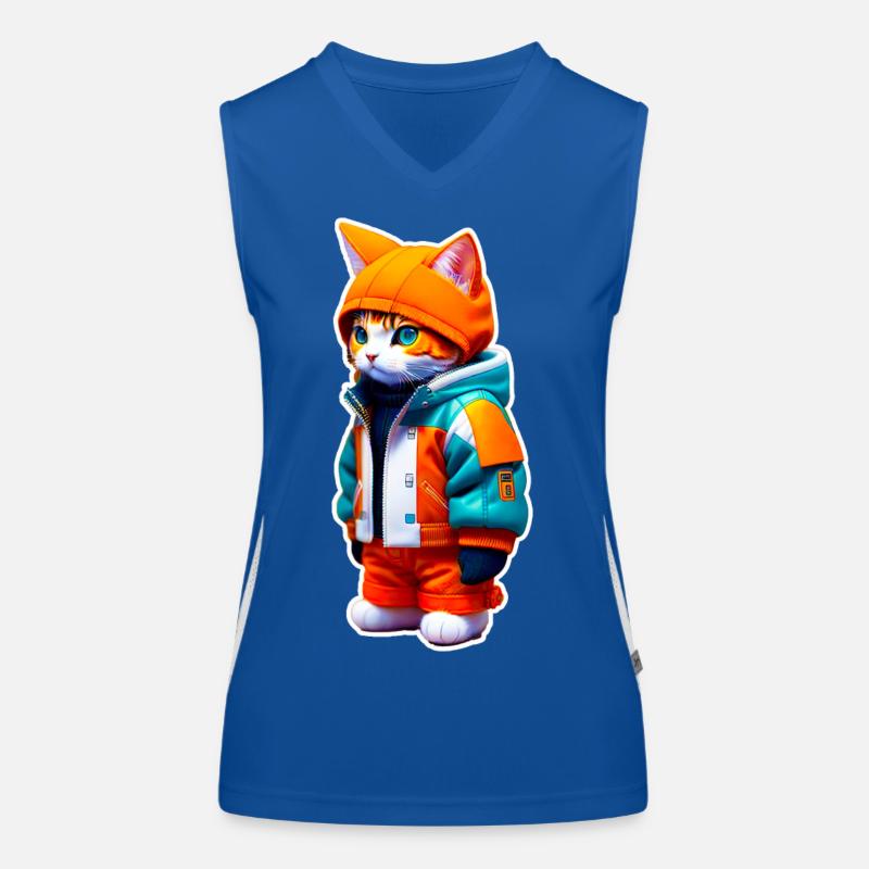 Space Cat Funktionelles Kontrast-Tank Top für Frauen