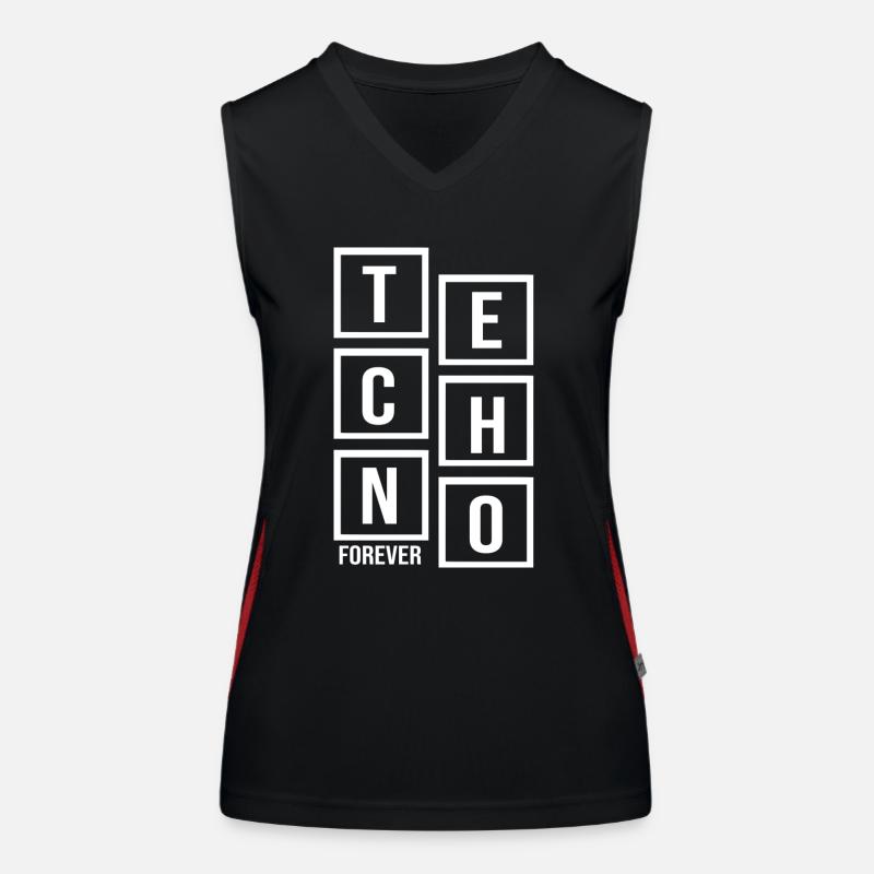 Techno forever music quote Women's Functional Contrast Tank Top