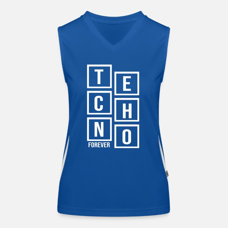 Techno forever music quote Women's Functional Contrast Tank Top