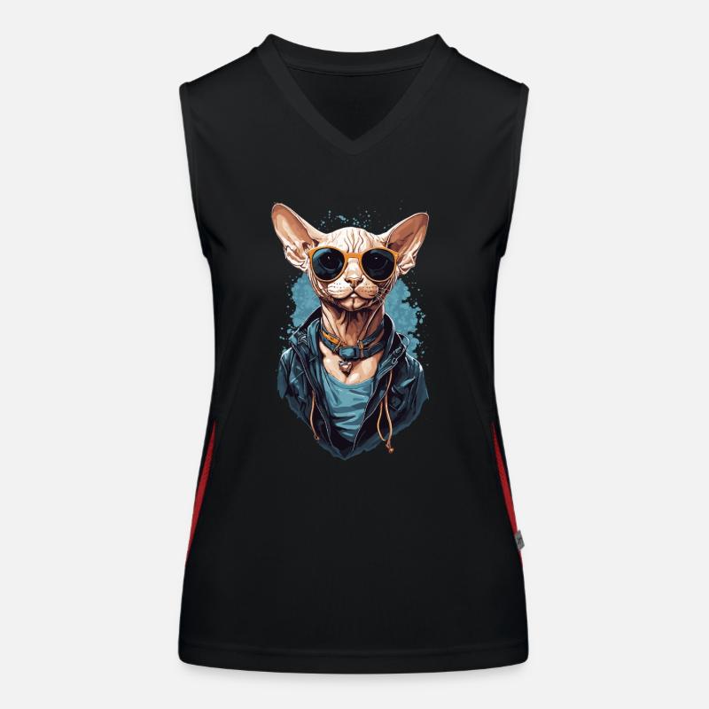 Cool Sphinx Cat Modern Cat Design Débardeur respirant contrasté Femme