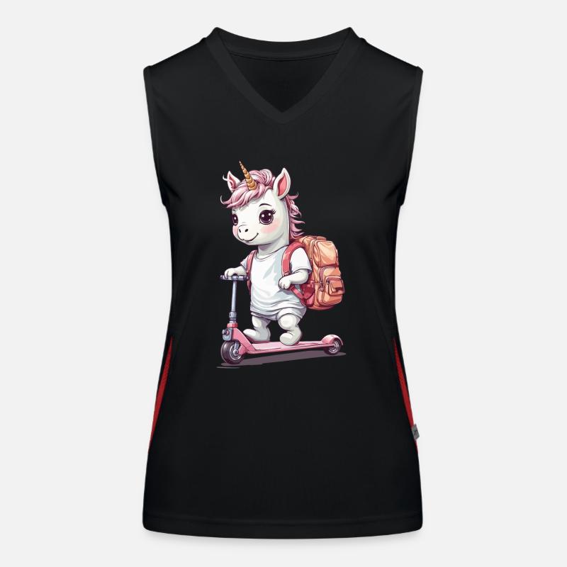 Einhorn Schüler mit Roller Design Funktionelles Kontrast-Tank Top für Frauen