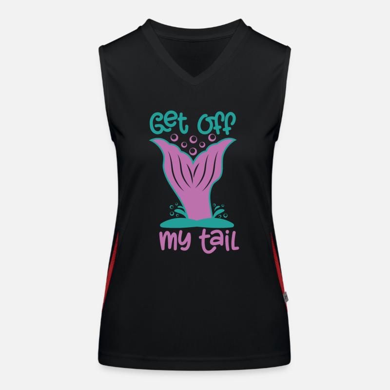 Get off my tail mermaid design summer beach Women's Functional Contrast Tank Top
