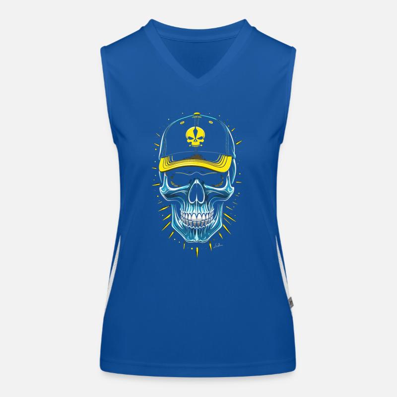 Blue Skull Hip Hop Kappe Funktionelles Kontrast-Tank Top für Frauen