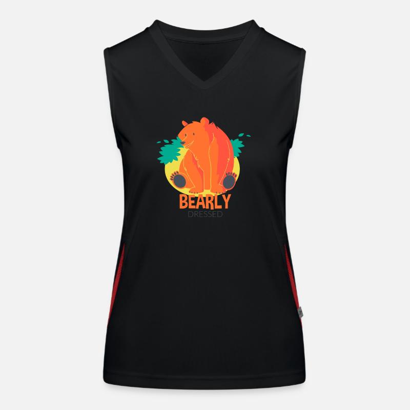 Bearly dressed- Bär Tier lustig Spruch Funktionelles Kontrast-Tank Top für Frauen