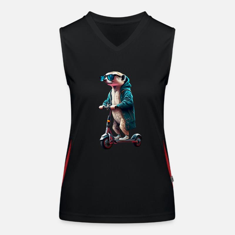 Escooting Meerkat Escooter Electric Scooter Women's Functional Contrast Tank Top