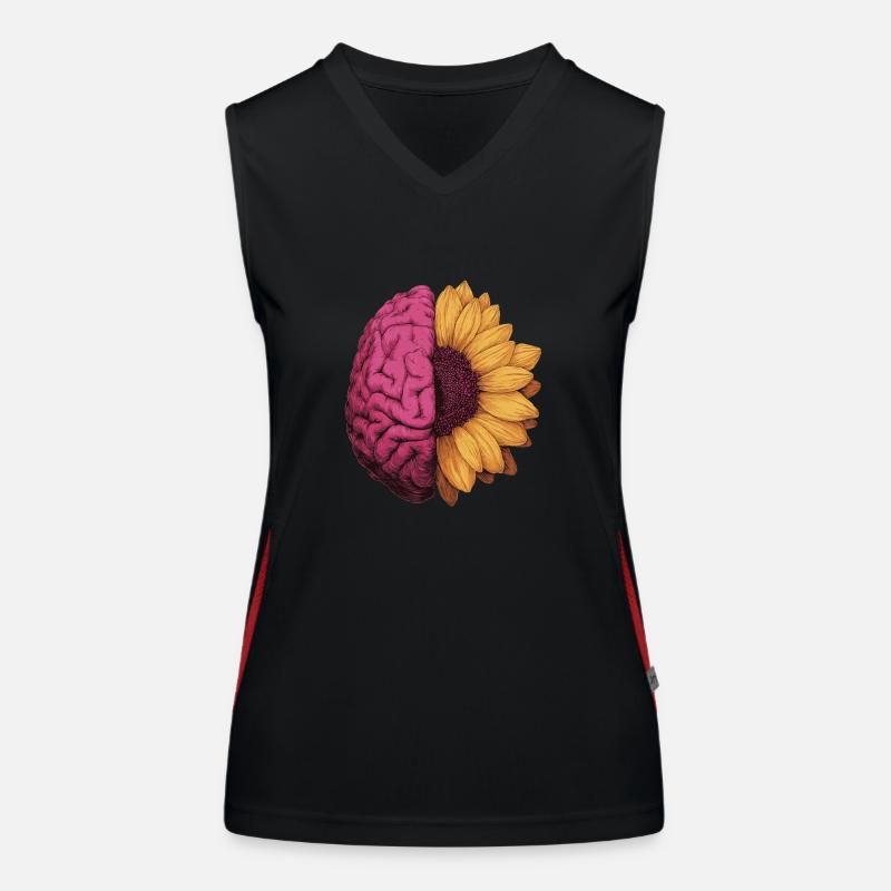 Neurodivergent, autism, ADHD, sunflower, brain Women's Functional Contrast Tank Top