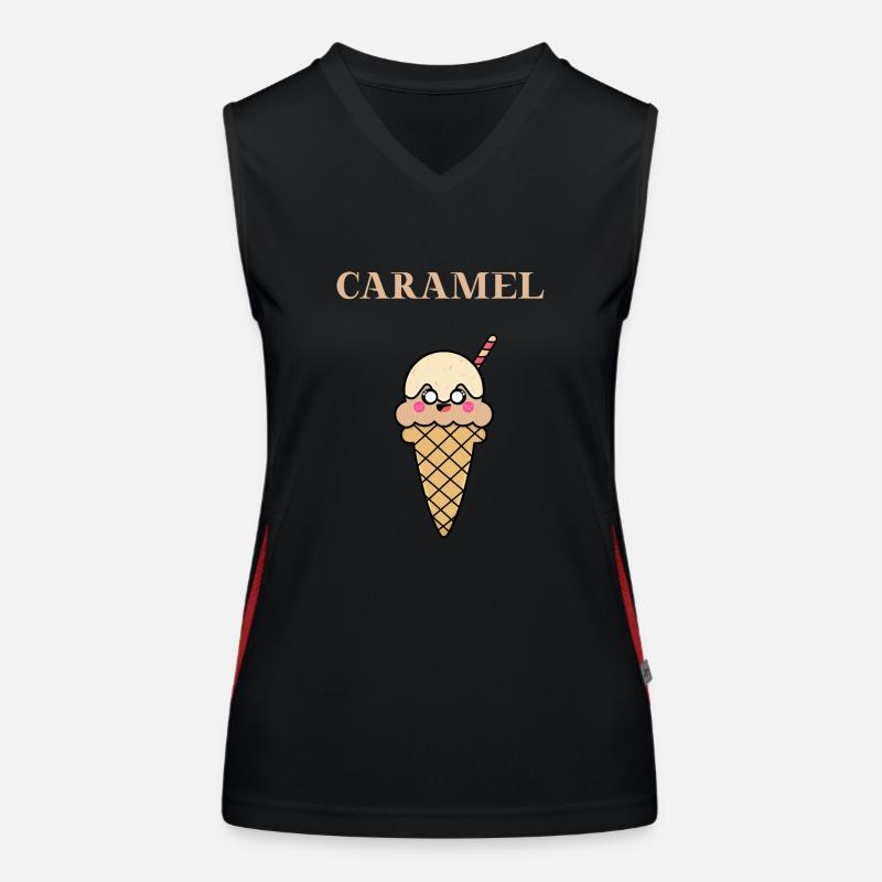 Caramel Karamell Eis Eiscreme Geschenkidee süß Funktionelles Kontrast-Tank Top für Frauen
