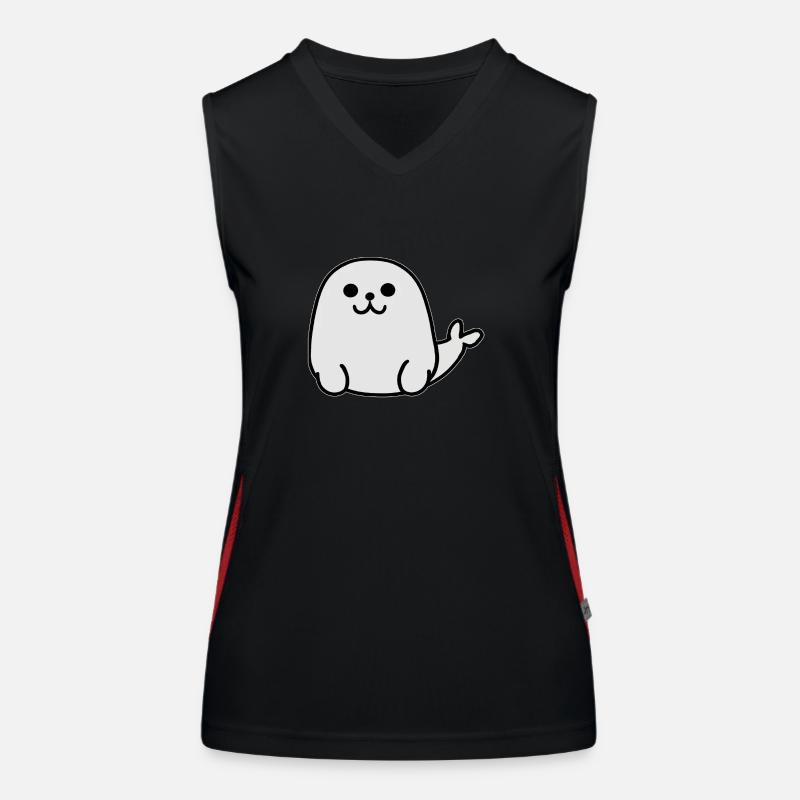 Cute charming white seal Women's Functional Contrast Tank Top