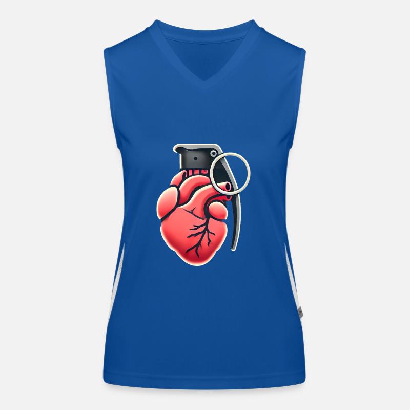 Explosive Heart Grenade Design Women's Functional Contrast Tank Top