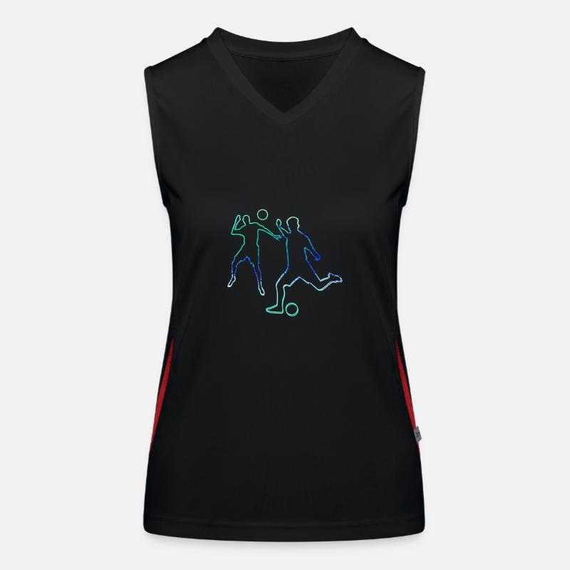 Outline,Soccer,Soccer Player, Blue Women's Functional Contrast Tank Top