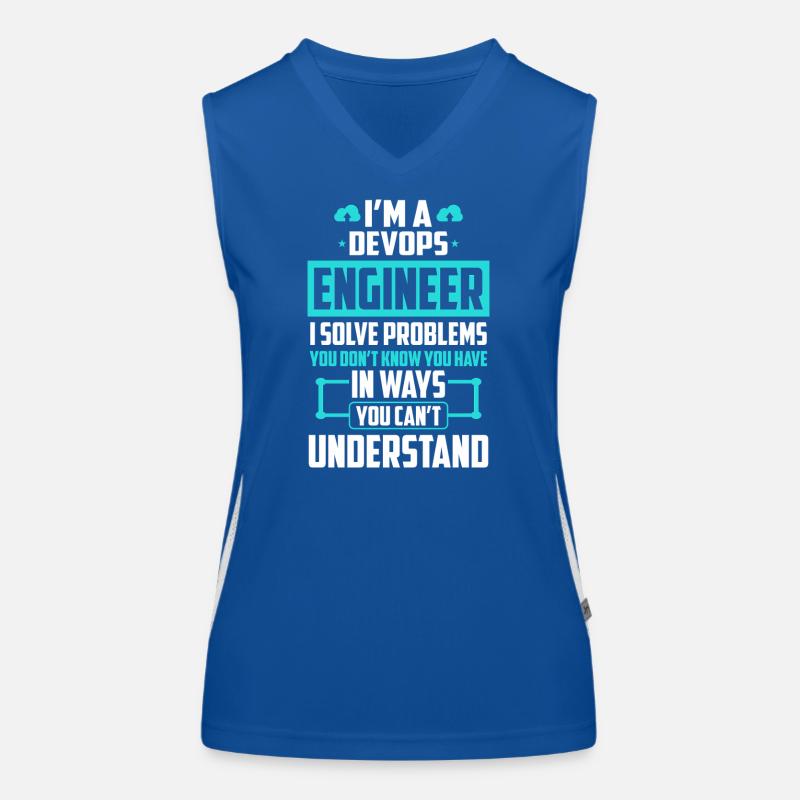 DevOps Engineer Ich löse Probleme, die Sie nicht lösen können Funktionelles Kontrast-Tank Top für Frauen