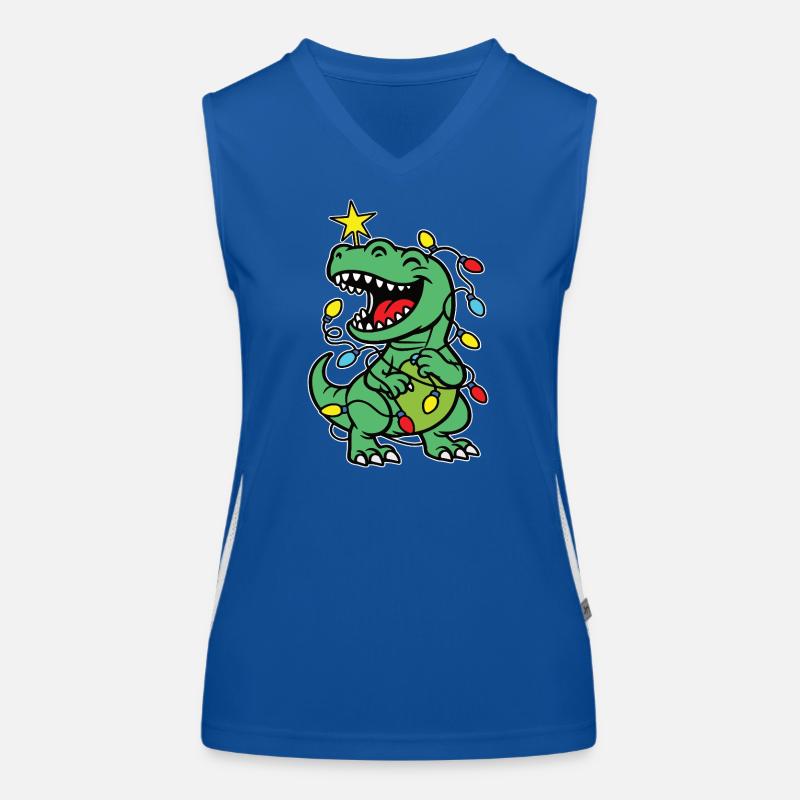 Imprimé élégant avec le sapin de Noël Dino « Tree Rex » Débardeur respirant contrasté Femme