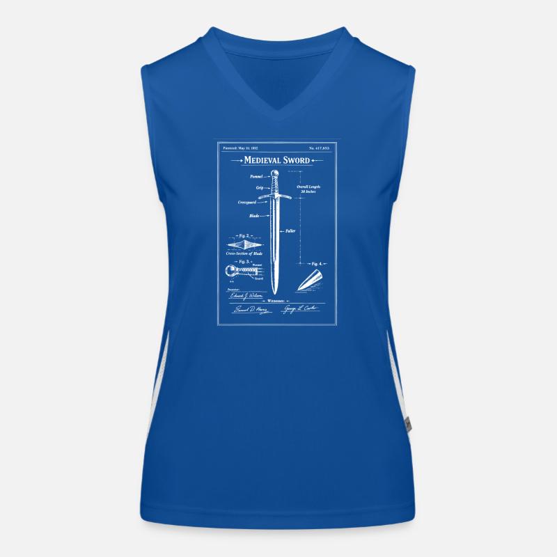 Medieval Sword Blueprint Women's Functional Contrast Tank Top