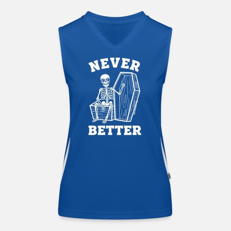 Never Better Skeleton Coffin Women's Functional Contrast Tank Top