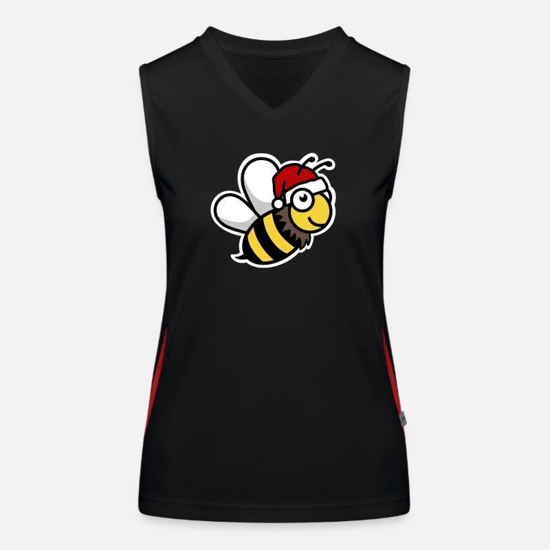 Weihnachten süße Biene Weihnachtsmann Funktionelles Kontrast-Tank Top für Frauen
