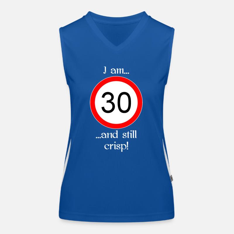 30 years and crisp script white Funktionelles Kontrast-Tank Top für Frauen