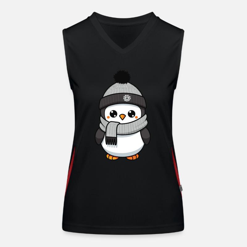 Pinguin Winter Comic Funktionelles Kontrast-Tank Top für Frauen