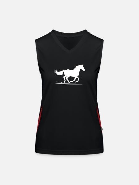 Galloping Horse - Women's Functional Contrast Tank Top - black/red - Front