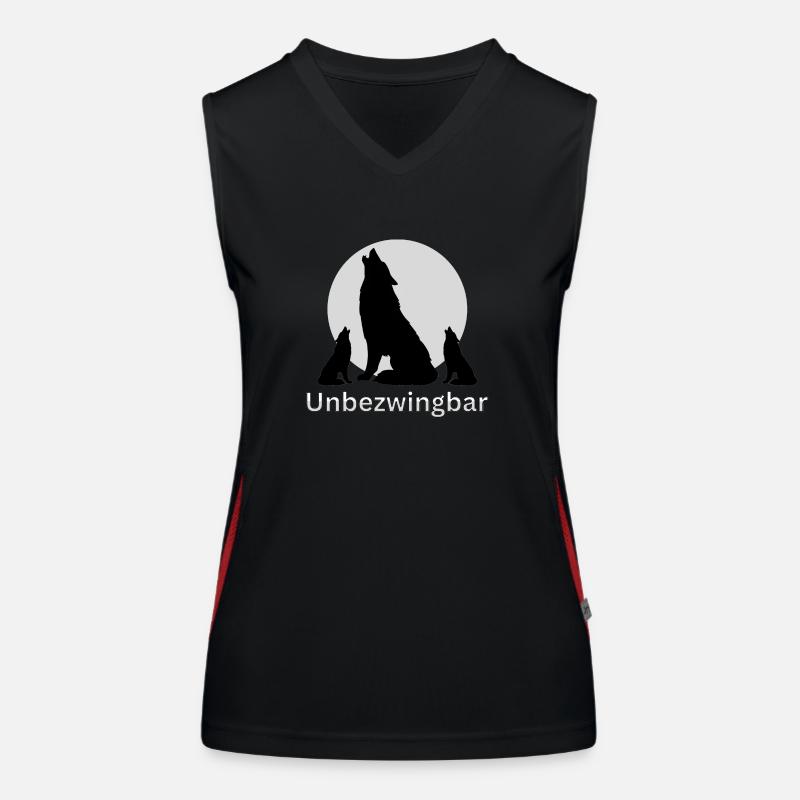 Unbezwingbare Wölfe - Spruch - ApriNoeScor Funktionelles Kontrast-Tank Top für Frauen