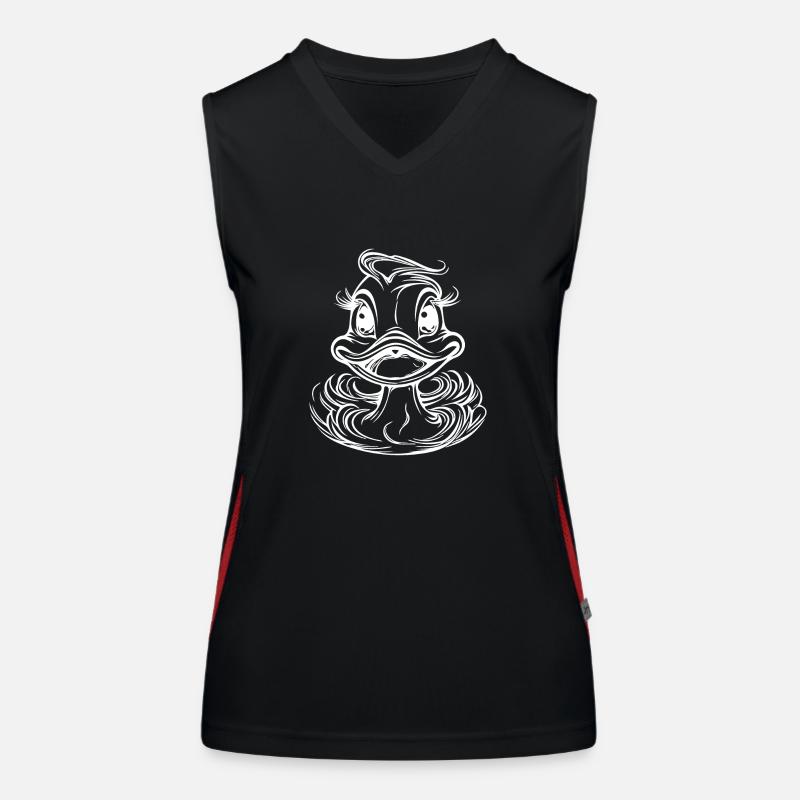 Funny duck with big eyes and beak Women's Functional Contrast Tank Top