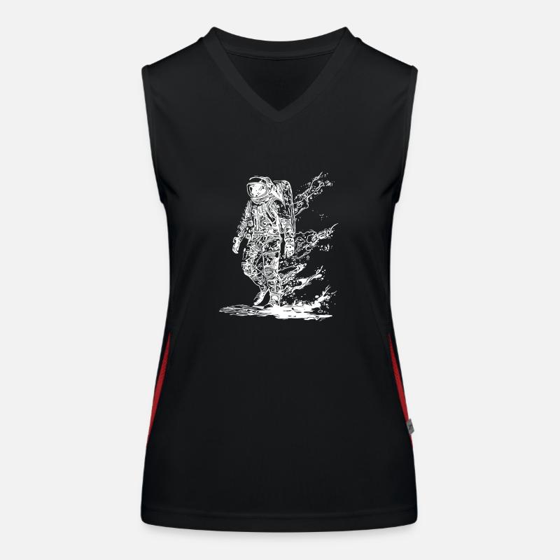 Astronaute dans la nébuleuse de la poussière de lune de la tempête solaire Débardeur respirant contrasté Femme