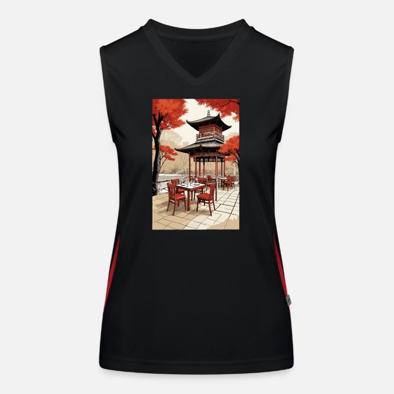 Café asiatique Débardeur respirant contrasté Femme