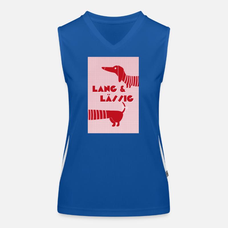Dackel lang & lässig rot-rosa, Retro-Style Funktionelles Kontrast-Tank Top für Frauen