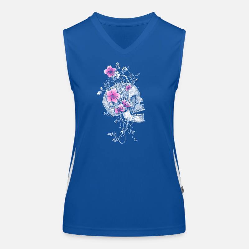 Crâne avec des fleurs en rose Débardeur respirant contrasté Femme