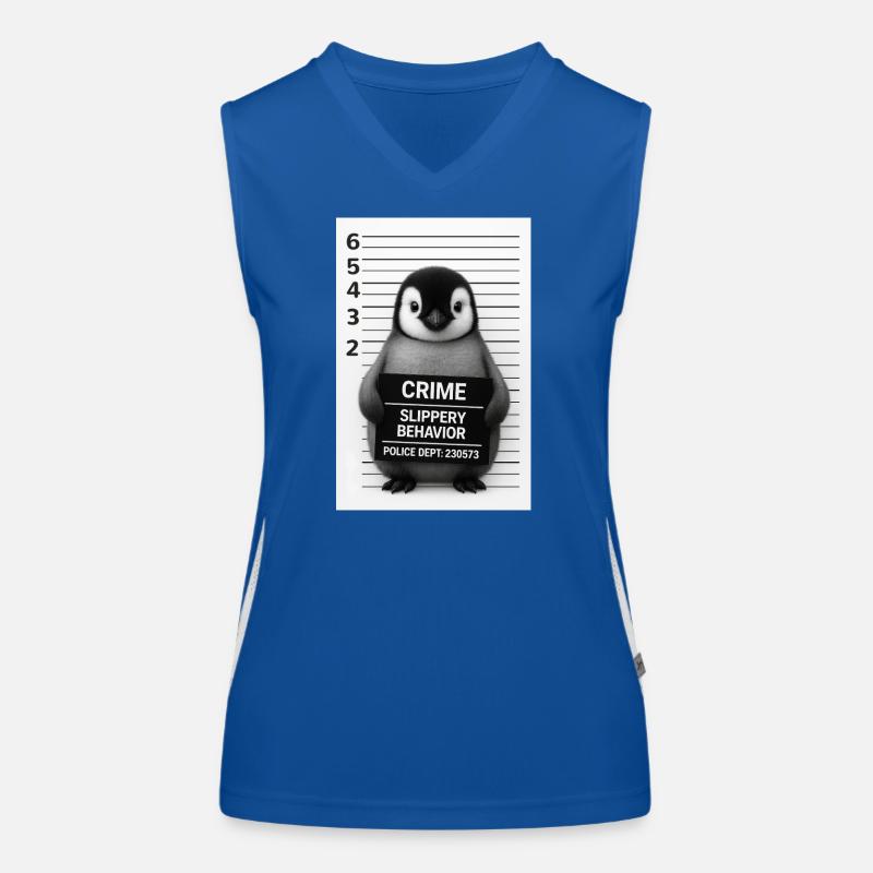 Penguin in the interrogation – Slippery on it Women's Functional Contrast Tank Top