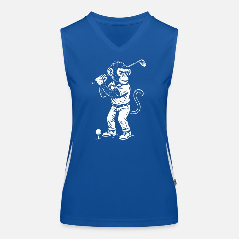 Schimpanse spielt Golf Geschenk Funktionelles Kontrast-Tank Top für Frauen