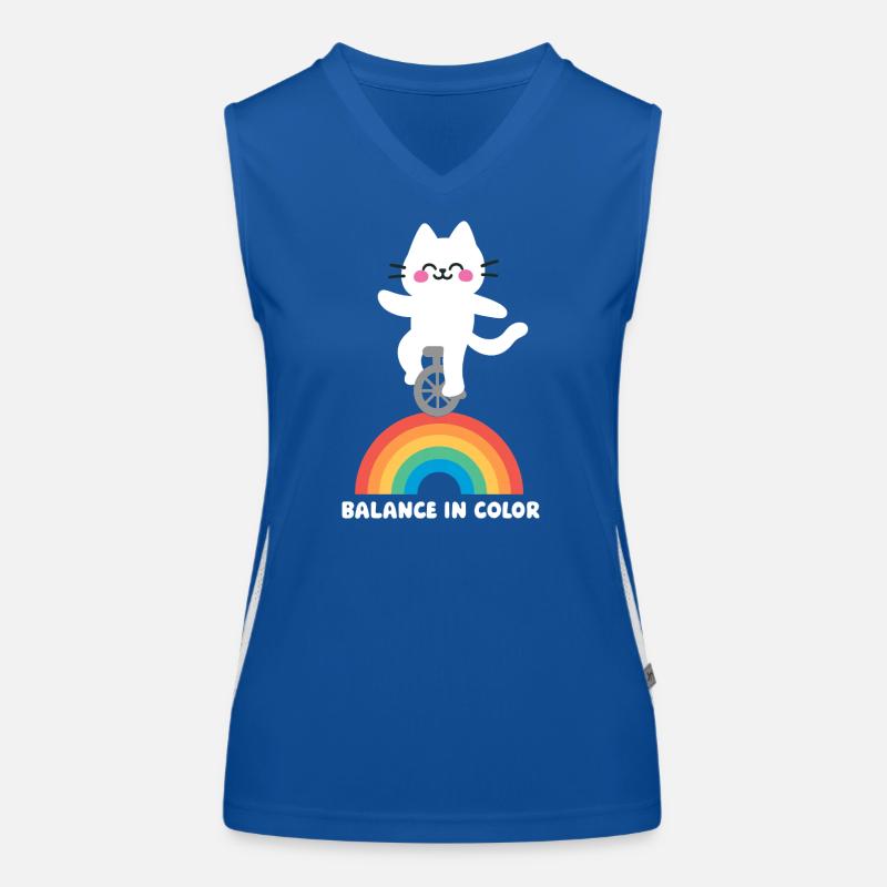 Katze Balanciert Regenbogen Funktionelles Kontrast-Tank Top für Frauen