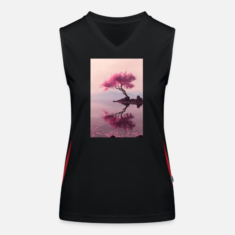Reflets sur la rive de Blush Blossom Débardeur respirant contrasté Femme