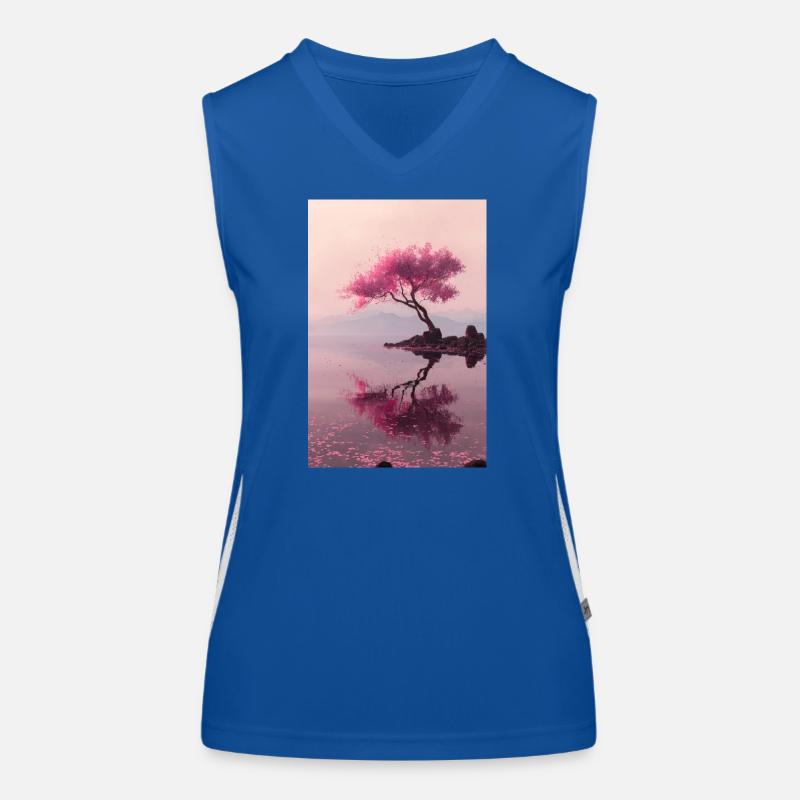 Reflets sur la rive de Blush Blossom Débardeur respirant contrasté Femme